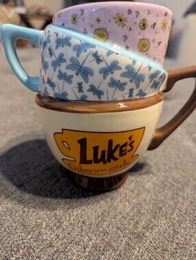 Gilmore Girls Luke's Diner Dragonfly Inn Trio Stacked Coffee Cups Home Decor Mug